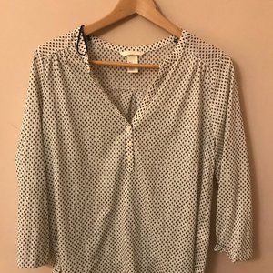 H&M White Tee Shirt with Black Dots Long Sleeves